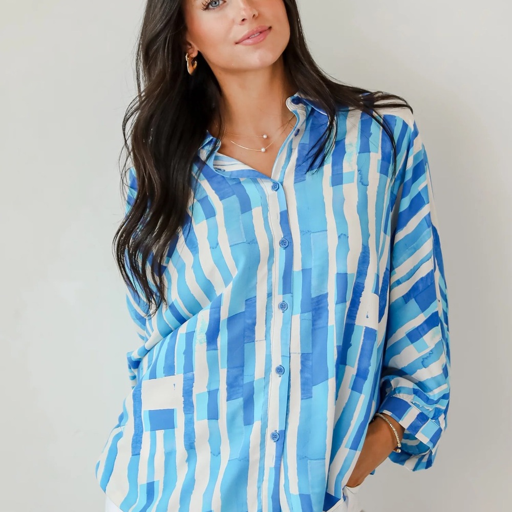 Blue Striped Women's Top